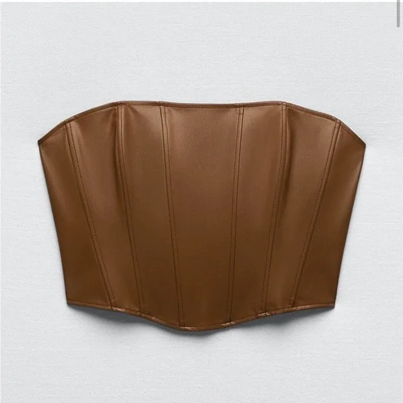 Zara Brown Leather corset - Picture 1 of 1